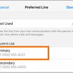 iPhone X Contact Page Edit Button Preferred Line Option Primary Option