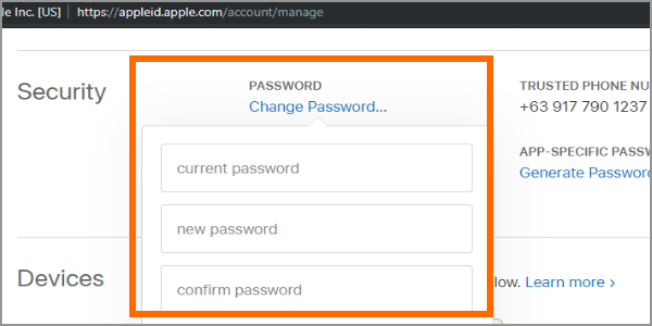 how to change your apple id password