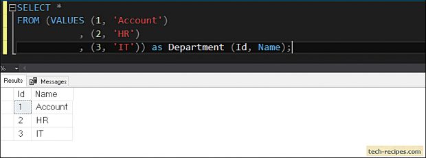 How To Use Table Value Constructor In SQL Server_1