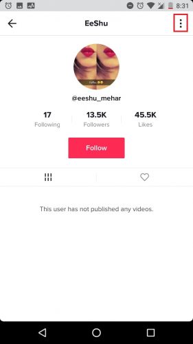 How to block someone on tik tok step 4