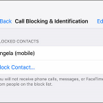 iPhone Home Settings Phone Call Block and Identification Block Contact Choose DONE