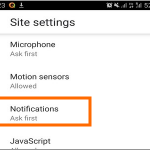 Android Chrome App Menu Settings Site Settings Notifications