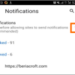 Android Chrome App Menu Settings Site Settings Notifications ON