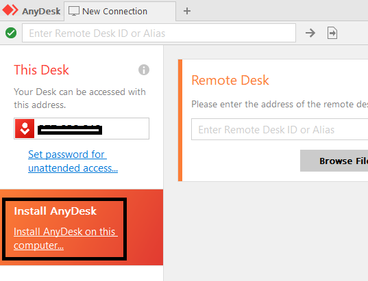 cant install remote with anydesk