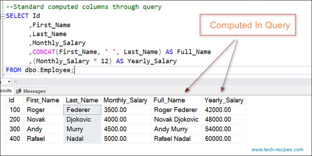 Computed Columns In SQL Server