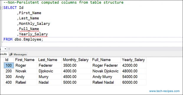 Computed Columns In SQL Server