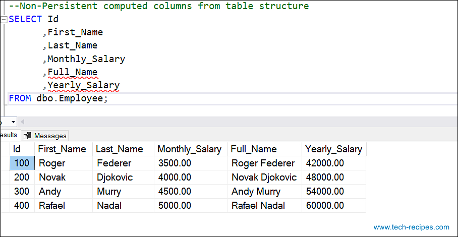 Computed Columns In SQL Server