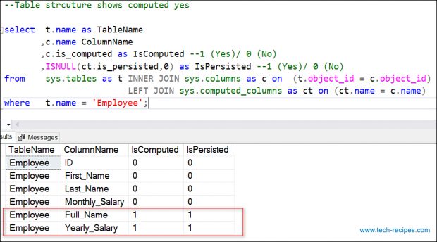 Computed Columns In SQL Server