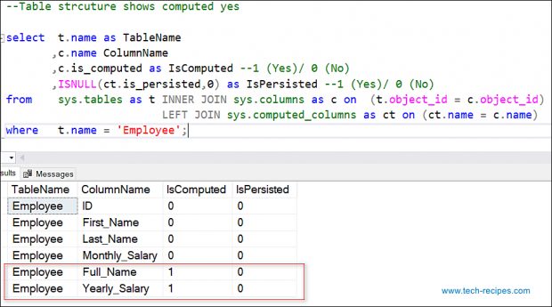 Computed Columns In SQL Server