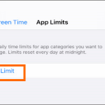 iPhone Settings Screen Time App Limit Add limit