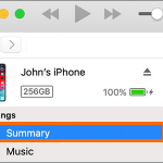 iTunes iPhone Summary tab