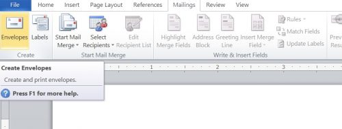 how to create and print an envelope in word