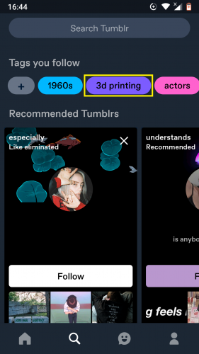 Selecting tag to unfollow via Tumblr app