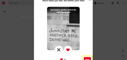 Finishing up with the Quiz to tune Pinterest home-feed via browser