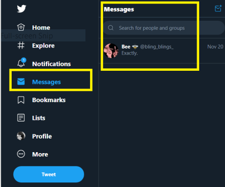 The new Twitter Direct Messaging feature.