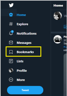 Easily accessible Bookmarks section appearing on the right side bar in the new Twitter.