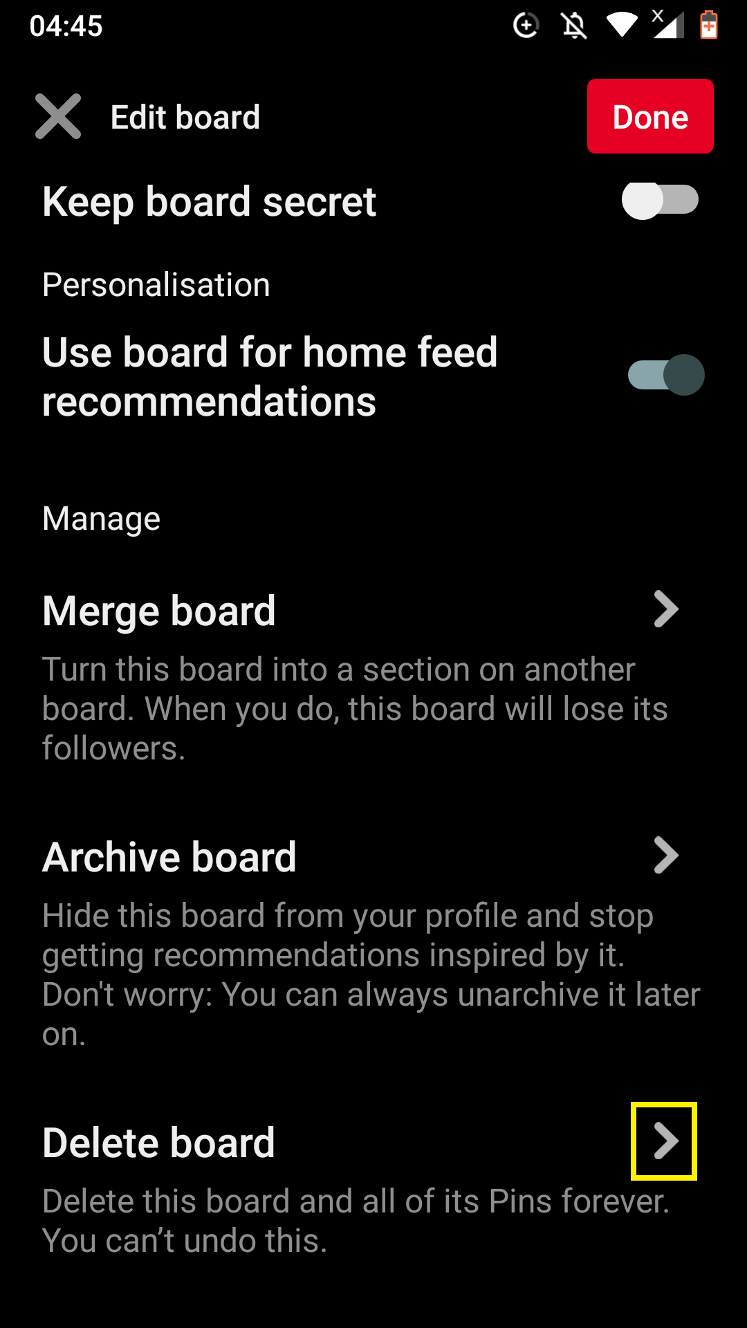 Pinterest for Android How to Edit Boards