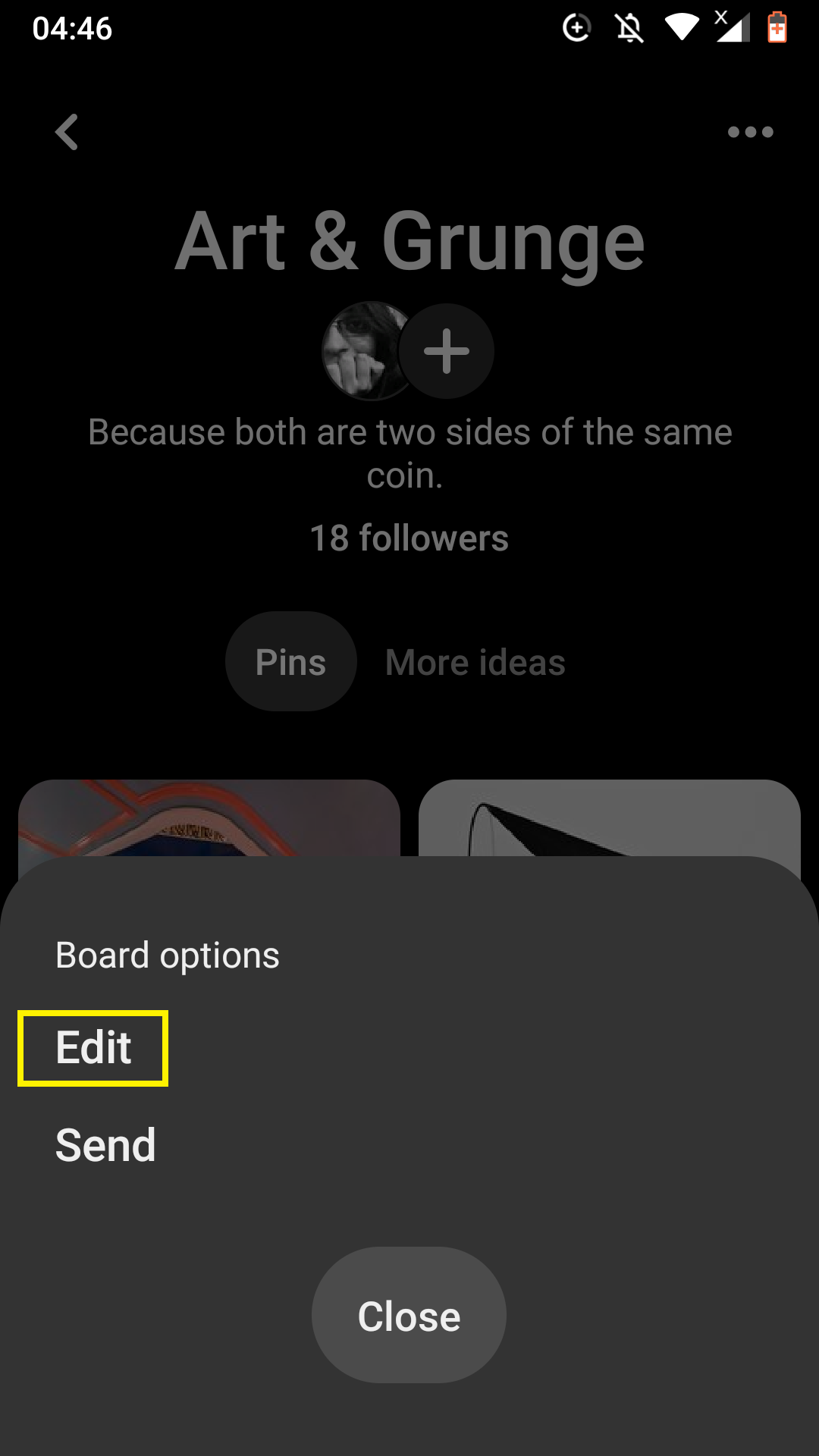 Pinterest for Android How to Edit Boards