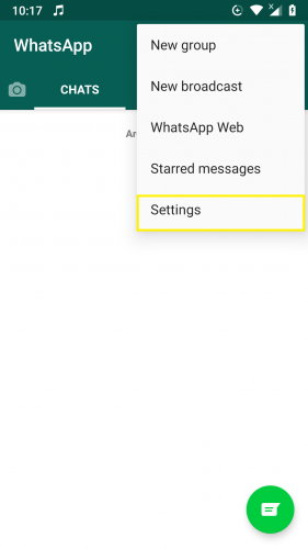 Settings on WhatsApp.