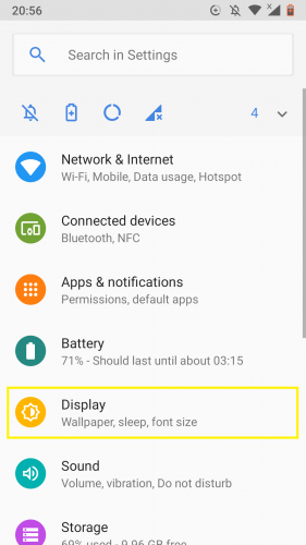 Accessing the display section give your Android device a new look by enabling the hidden dark theme (Nougat)