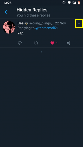 Unhiding a reply on 2019 updated Twitter. 