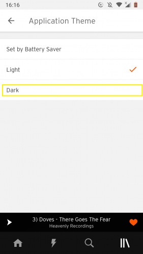 Dark mode activated on SoundCloud Android app