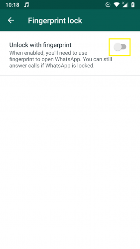 Fingerprint lock feature on WhatsApp turned on. 
