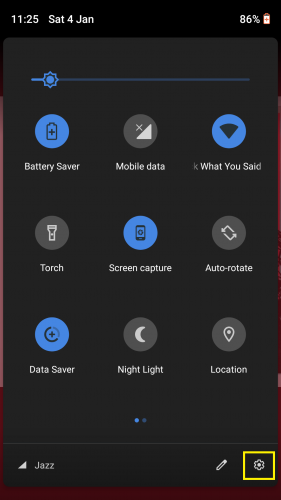 Getting to settings in android 9.