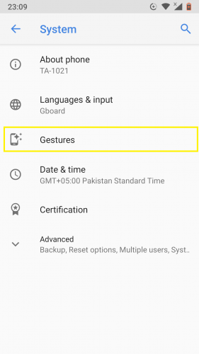 Gestures in Android 9 Nougat. 