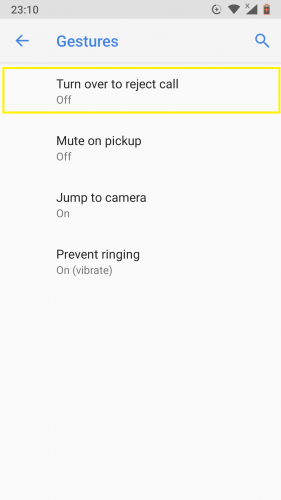 The turn over to reject call gesture in Android 9 Nougat. 