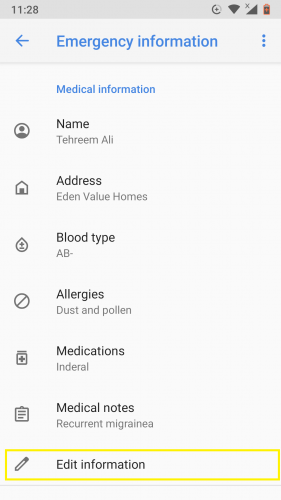 Removing emergency information in Android 9.