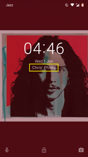 Lock screen message on an Android Nougat device.