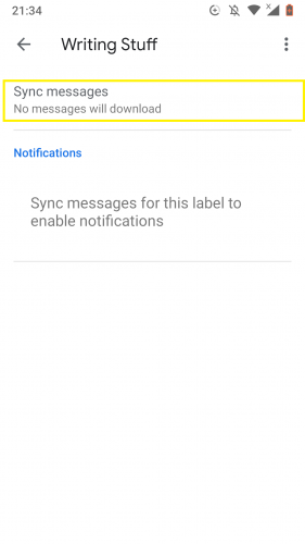 Going to sync options to manage labels  easily in Gmail for Android.