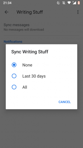 Syncing a Gmail label in Android. 