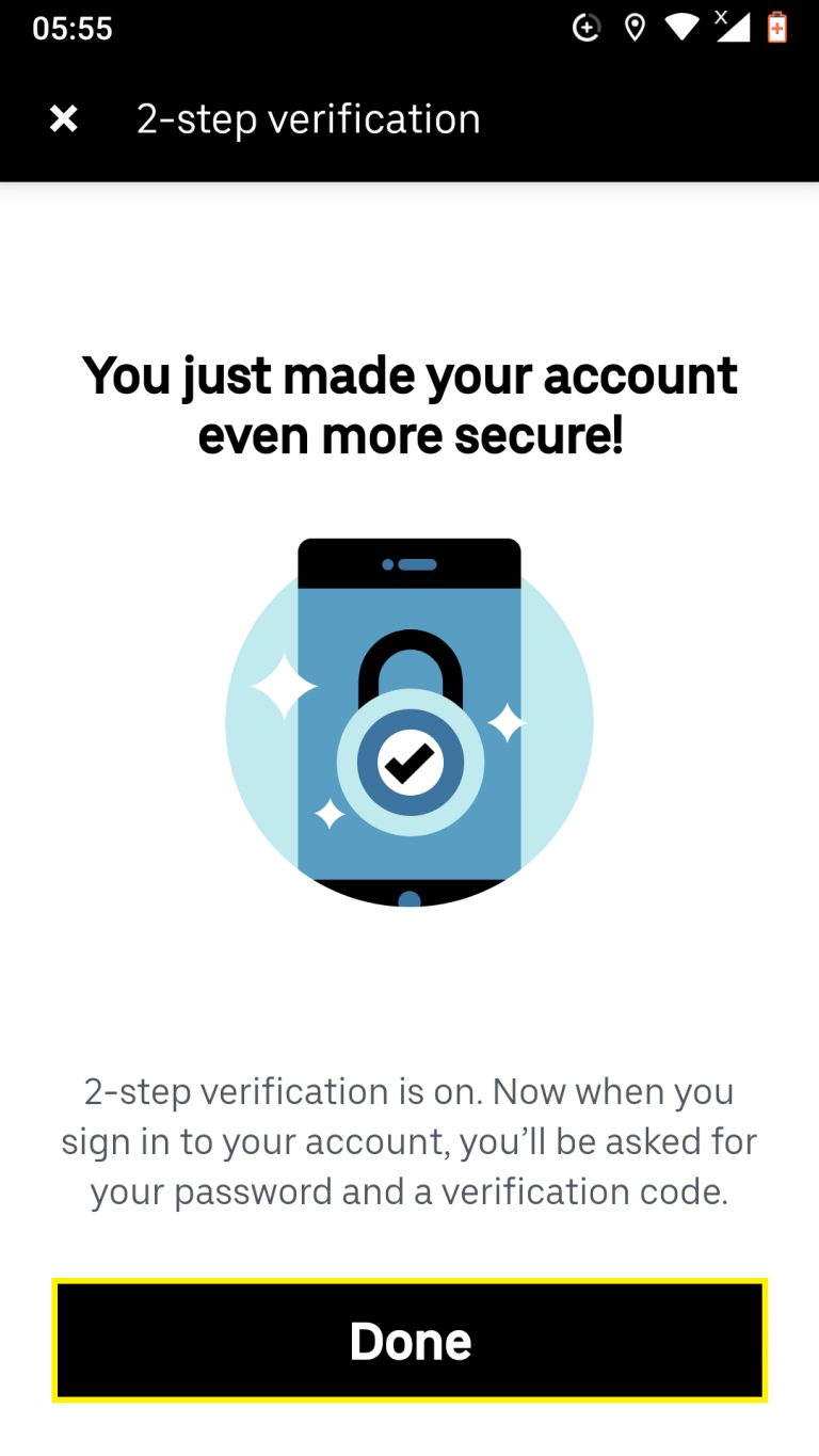 How to Set up 2Step Verification on Uber for Android