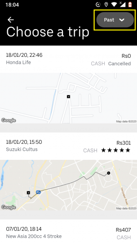 Going to business profile on Uber for Android.
