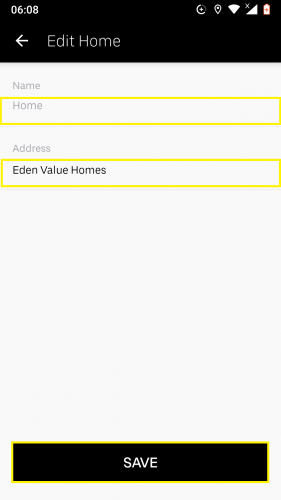 Editing an already existing saved place in Uber for Android.