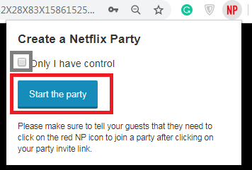  setting up your Netflix Party step 7