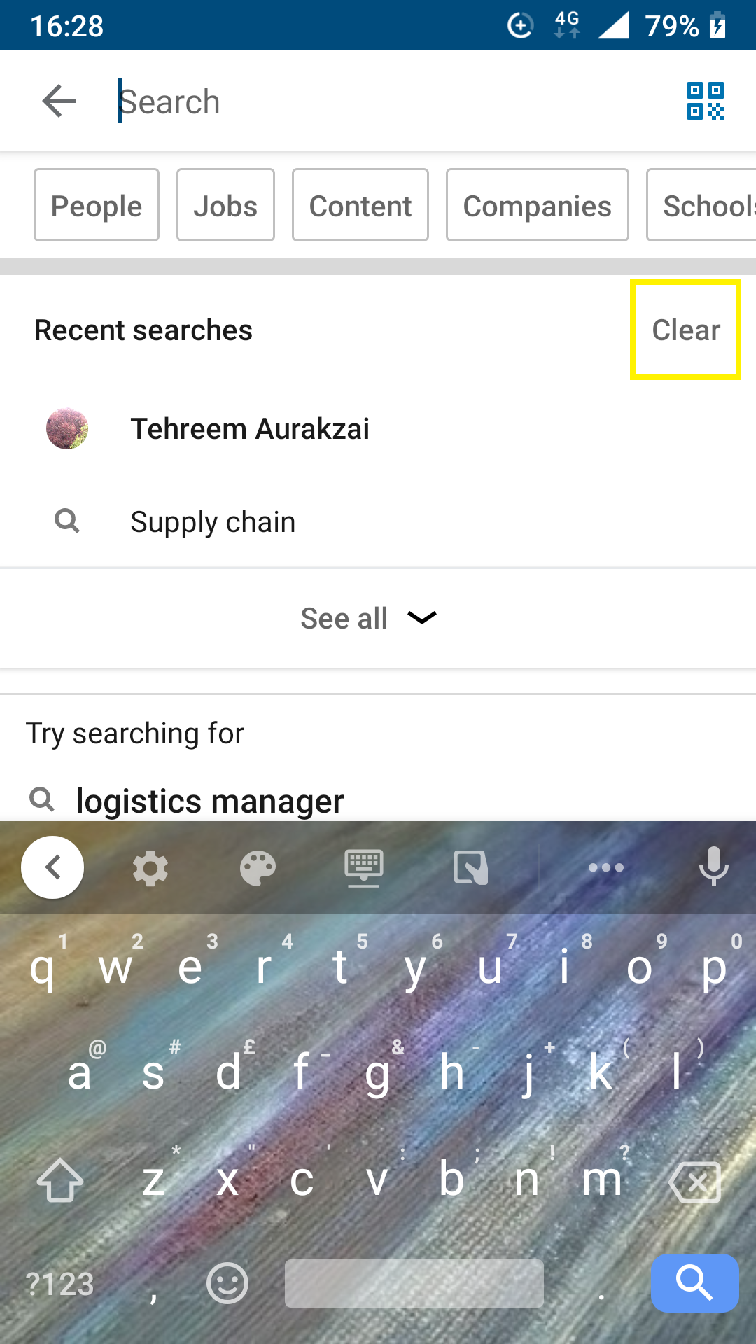 Clearing Your Search History in LinkedIn