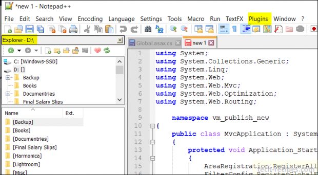 Notepad++ Plugins - Explorer