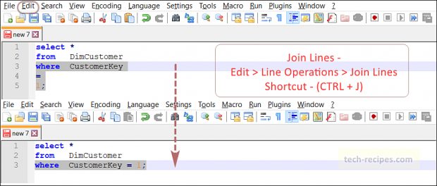 Notepad++ Tips & Tricks - Join Lines