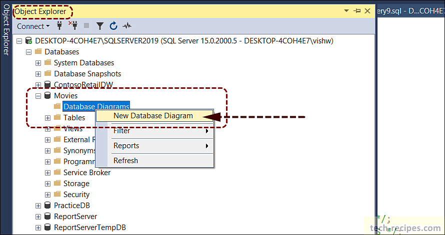 Диаграмма sql server management studio