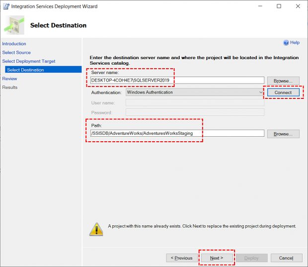 how to deploy ssis package to sql server