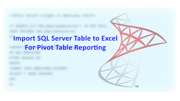 Import SQL Server Table to Excel For Pivot Table Reporting
