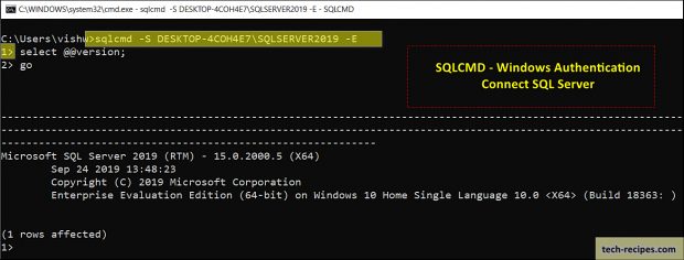  Connect to SQL Server Database Using SQLCMD Utility