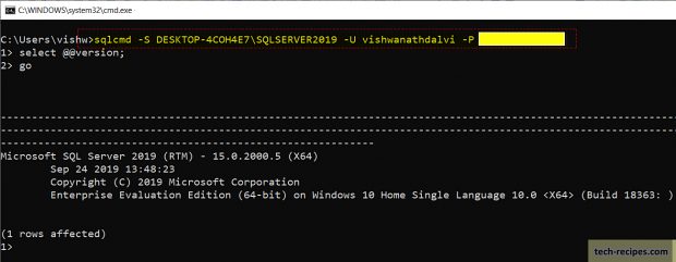  Connect to SQL Server Database Using SQLCMD Utility