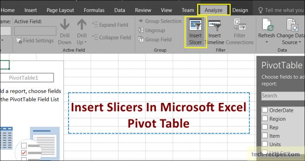 Insert Slicers Excel Pivot Table