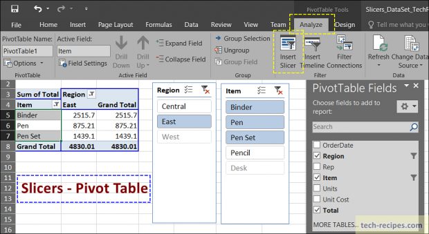 Slicers Microsoft Excel - Pivot Table