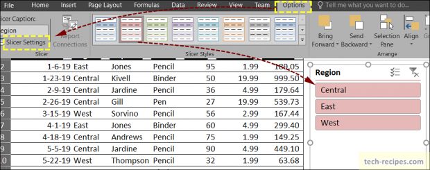 Slicers Settings - Microsoft Excel