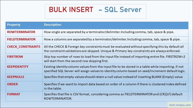 BULK INSERT SQL Server Import Data Properties